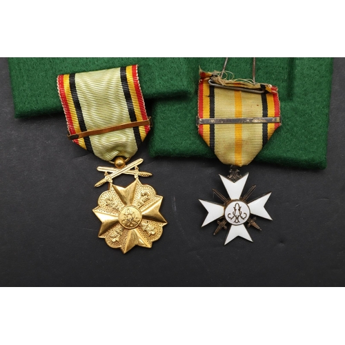 1051 - BELGIUM: A CIVIL DECORATION WITH 1914-18 CLASP AND OTHERS. A Civil decoration 1914-18 2nd Class cros... 