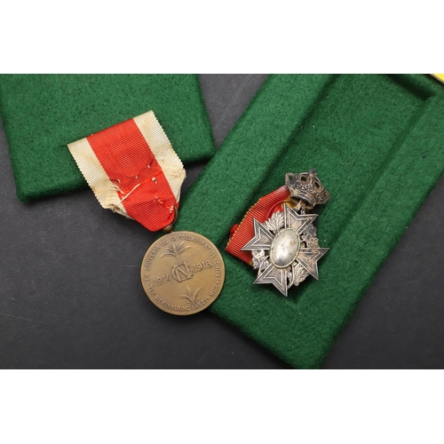 1051 - BELGIUM: A CIVIL DECORATION WITH 1914-18 CLASP AND OTHERS. A Civil decoration 1914-18 2nd Class cros... 