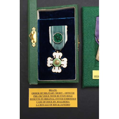 1059 - BRAZIL: NAVAL DISTINGUISHED SERVICE MEDAL AND TWO OTHER AWARDS. The Brazilian Order of Military Meri... 