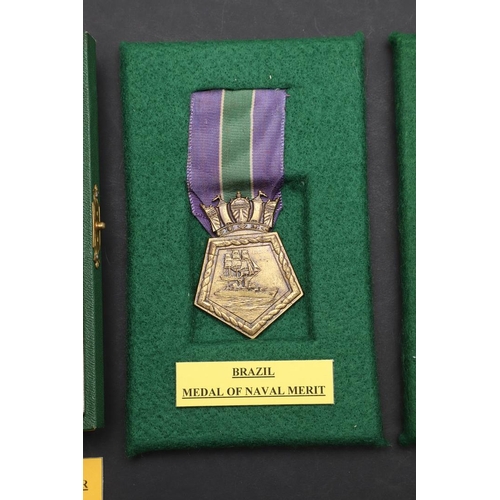 1059 - BRAZIL: NAVAL DISTINGUISHED SERVICE MEDAL AND TWO OTHER AWARDS. The Brazilian Order of Military Meri... 