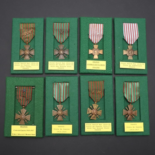 1088 - FRANCE: A COLLECTION OF FIRST WORLD WAR CROIX DE GUERRE. A collection of eight Croix De Guerre to in... 