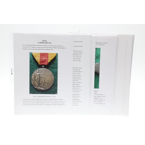 1092 - FRANCE: A COLLECTION OF MEDALS INCLUDING A ST MIHIEL MEDAL 1918 AND OTHERS. A Medal for the Battle o... 