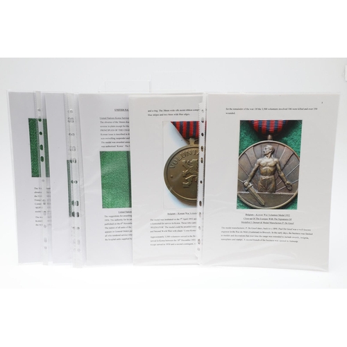 1095 - KOREA AND OTHERS: KOREAN, FRENCH AND BELGIAN KOREAN WAR MEDALS. A United Nations Korea Service Medal... 