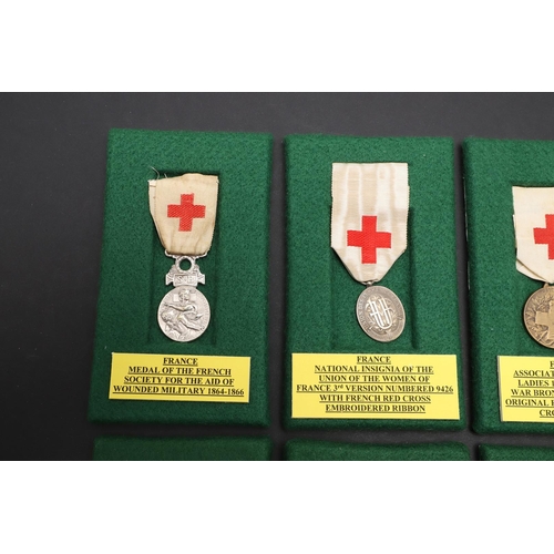 1096 - FRANCE: THREE RED CROSS MEDALS AND THREE DEPARTMENT AND COMMUNES MEDALS. A Red Cross association Fre... 