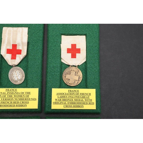 1096 - FRANCE: THREE RED CROSS MEDALS AND THREE DEPARTMENT AND COMMUNES MEDALS. A Red Cross association Fre... 