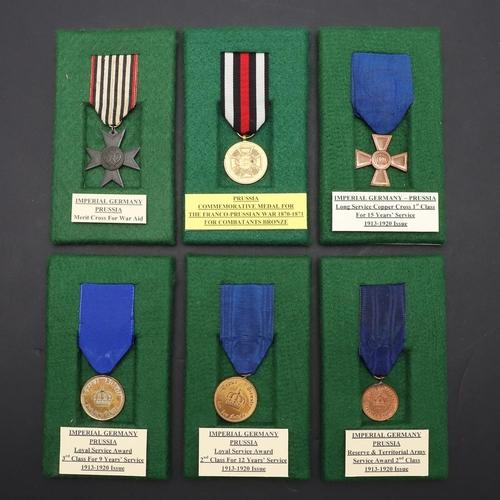 1122 - IMPERIAL GERMANY: SIX PRUSSIAN MEDALS INCLUDING COMBATANTS LONG SERVICE AWARDS. A collection of six ... 