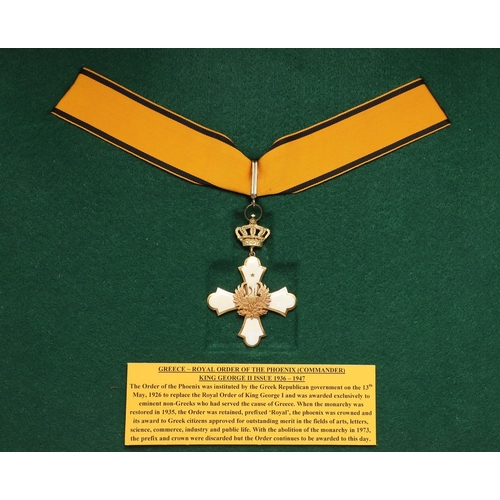 1144 - GREECE: THE ROYAL ORDER OF THE PHOENIX. The Royal Order of the Phoenix (Commander) King George II is... 