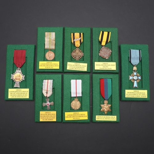 1146 - GREECE: A COLLECTION OF EIGHT MEDALS TO INCLUDE GREEK MEDAL OF MILITARY MERIT. A commemorative Medal... 