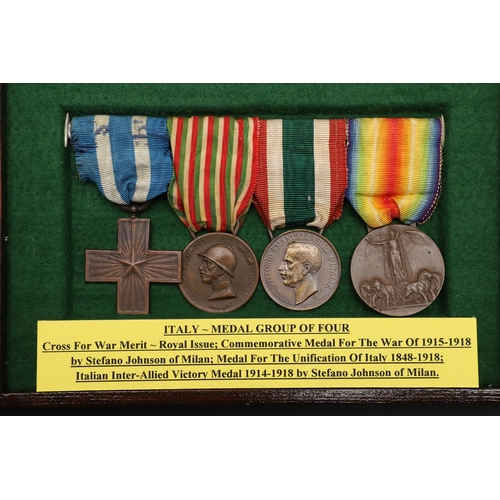 1151 - ITALY: A FIRST WORLD WAR GROUP OF FOUR. A group of four comprising: Italian cross for War Merit, Roy... 