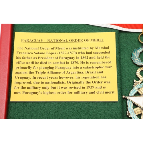 1168 - PARAGUAY: NATIONAL ORDER OF MERIT, COMMANDERS NECK BADGE. The National Order of Merit, in gilt metal... 