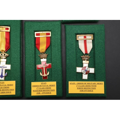 1180 - SPAIN: A COLLECTION OF SEVEN SPANISH AWARDS. A Spanish Medal for the Morocco campaign with Melilla c... 