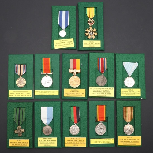 1194 - WORLD MEDALS, VARIOUS COUNTRIES INCLUDING LATVIA. World Medals from Afghanistan, Africa Service Meda... 