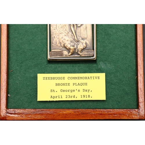 1197 - A ZEEBRUGGE COMMEMORATIVE MEDAL BY P. DE SOETE. A bronze commemorative plaque to 'Six Very Gallant G... 