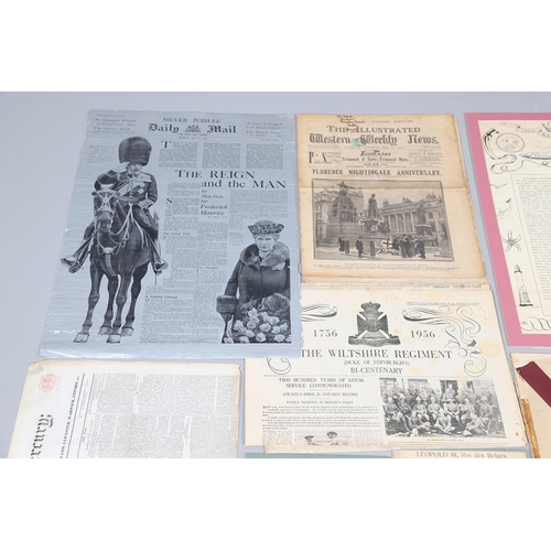 1202 - A COLLECTION OF MILITARY DOCUMENTS, NEWSPAPERS AND OTHER ITEMS. A collection of documents, newspaper... 