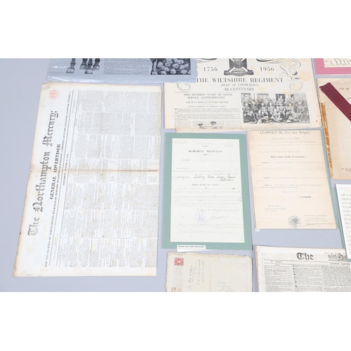 1202 - A COLLECTION OF MILITARY DOCUMENTS, NEWSPAPERS AND OTHER ITEMS. A collection of documents, newspaper... 