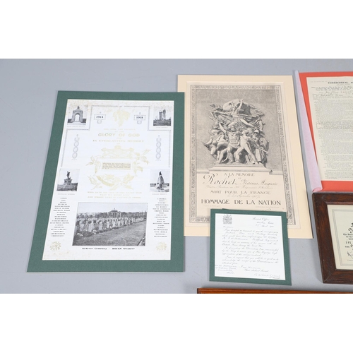 1205 - A COLLECTION OF MEDAL AWARD CERTIFICATES AND OTHER MILITARY DOCUMENTS. A memorial scroll for 207508 ... 