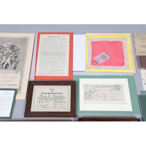 1205 - A COLLECTION OF MEDAL AWARD CERTIFICATES AND OTHER MILITARY DOCUMENTS. A memorial scroll for 207508 ... 