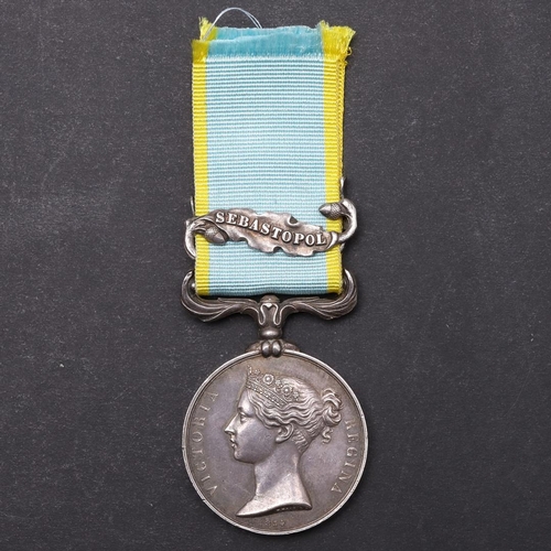 1208 - A CRIMEA MEDAL WITH SEBASTOPOL CLASP. A Crimea War medal 1854-56, an unnamed example with loose Seba... 