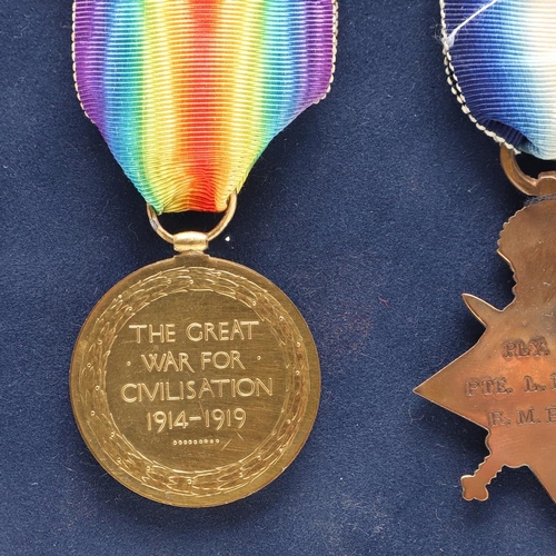 1234 - A 1914 TRIO TO A CASUALTY WITH THE ROYAL MARINES LIGHT INFANTRY. A Great War Trio comprising 1914 St... 