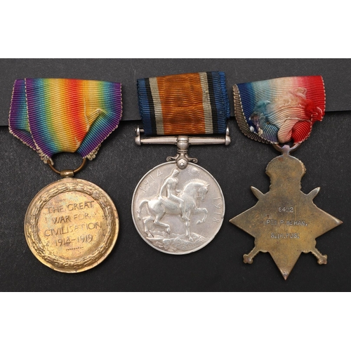 1237 - AN INTRIGUING FIRST WORLD WAR TRIO TO A POSSIBLE MILITARY MEDAL RECIPIENT. A Great War trio comprisi... 