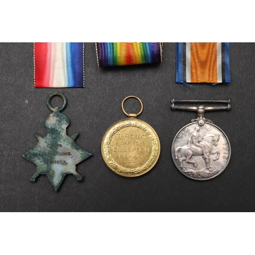 1241 - A FIRST WORLD WAR TRIO TO A CASUALTY WITH THE 5TH BATTALION OF THE DORSET REGIMENT. A Great War Trio... 