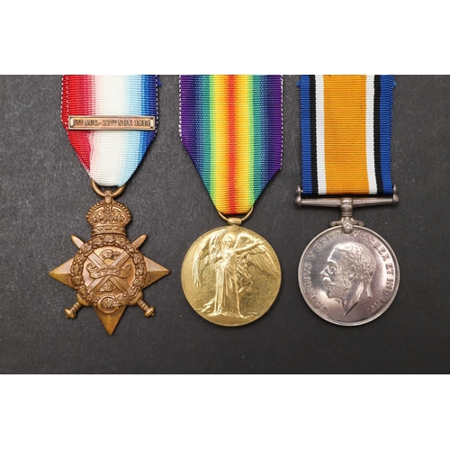 1242 - A FIRST WORLD WAR TRIO TO THE SUFFOLK REGIMENT. A Great War Trio comprising 1914 Star with clasp nam... 