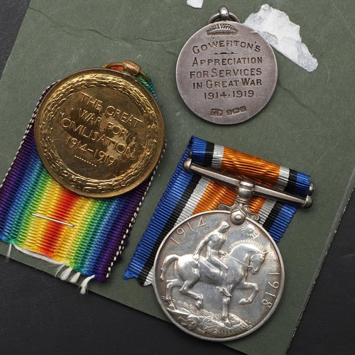 1254 - A FIRST WORLD WAR PAIR AND GOWERTON TRIBUTE MEDAL TO THE SERVICE CORPS. A Great War pair comprising ... 