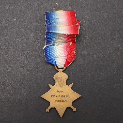 1268 - A 1914 STAR TO THE ROYAL BERKSHIRE REGIMENT. A 1914-15 Star named to 17952 Pte A.F. Froome R. Berks ... 