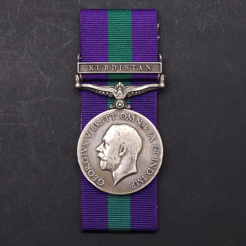 1307 - A GEORGE V GENERAL SERVICE MEDAL 1918 - 1962 WITH KURDISTAN CLASP TO THE WEST YORKSHIRE REGIMENT. A ... 