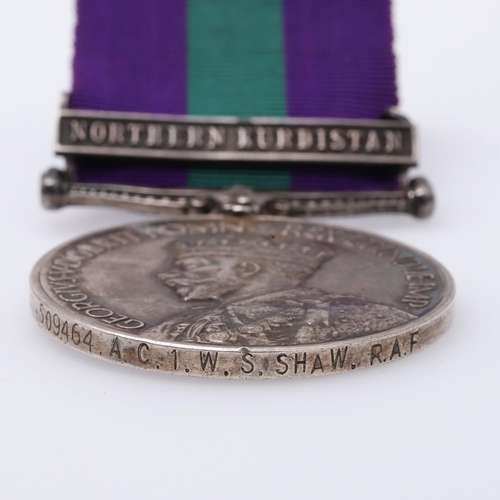 1312 - A GEORGE V GENERAL SERVICE MEDAL 1918 - 1962 WITH NORTHERN KURDISTAN CLASP TO THE R.A.F. A General S... 