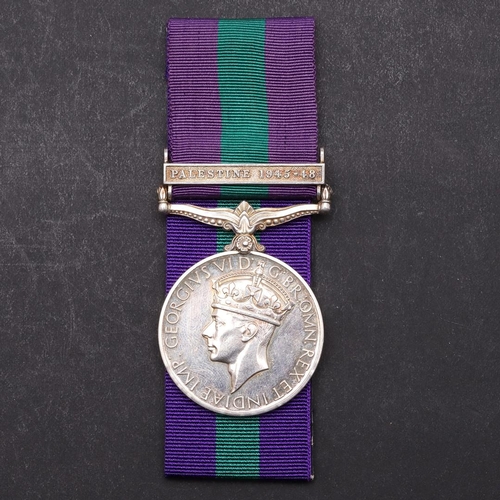 1316 - A GEORGE VI GENERAL SERVICE MEDAL 1918 - 1962 WITH PALESTINE 1945-48 CLASP TO THE PAY CORPS. A Gener... 