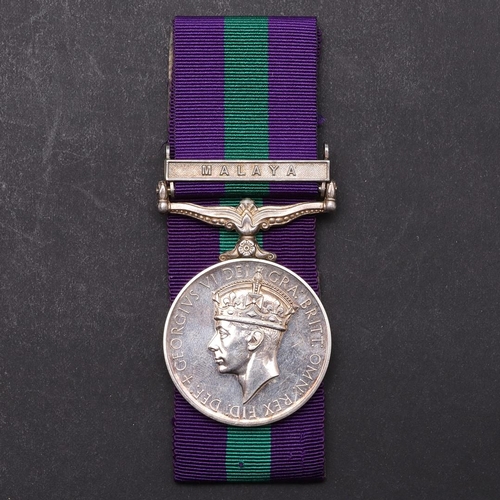 1317 - A GEORGE VI GENERAL SERVICE MEDAL 1918-1962 WITH MALAYA CLASP TO THE ROYAL ARTILLERY. A General Serv... 