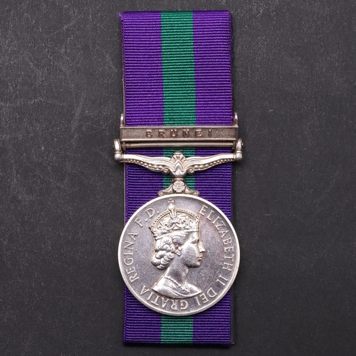 1322 - AN ELIZABETH II GENERAL SERVICE MEDAL 1918 - 1962 WITH BRUNEI CLASP TO THE R.A.F. A General Service ... 