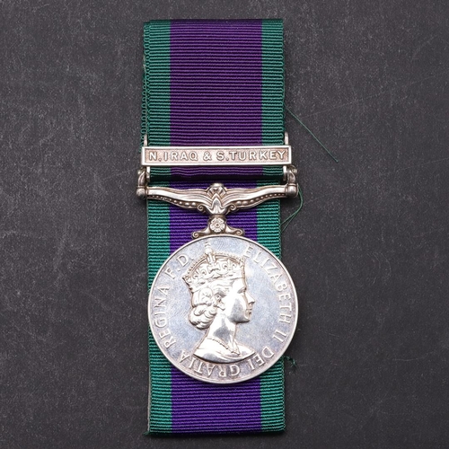 1333 - A GENERAL SERVICE MEDAL 1962-2007 WITH N. IRAQ & S. TURKEY CLASP TO THE ROYAL ENGINEERS. An Elizabet... 