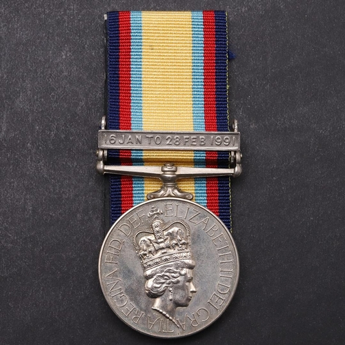 1341 - A GULF WAR 1990-91 MEDAL WITH CLASP TO A CIVILIAN. A Gulf Medal 1990-91 with 16th January to 28th  F... 