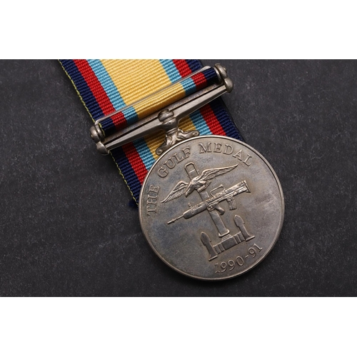 1341 - A GULF WAR 1990-91 MEDAL WITH CLASP TO A CIVILIAN. A Gulf Medal 1990-91 with 16th January to 28th  F... 