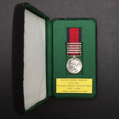 635 - A FIVE CLASP MILITARY GENERAL SERVICE MEDAL TO THE 57 REGIMENT OF FOOT. A Military General Service M... 