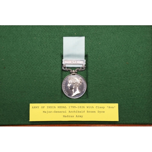 636 - AN ARMY OF INDIA MEDAL TO MAJOR-GENERAL ARCHIBALD BROWN DYCE. An Army of India Medal 1799-1826, shor... 