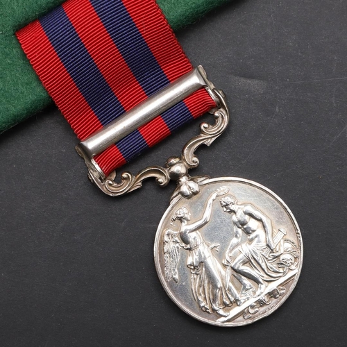 651 - AN INDIAN GENERAL SERVICE MEDAL 1854-1895 WITH HAZARA 1888 CLASP TO THE SEAFORTH HIGHLANDERS. A Quee... 