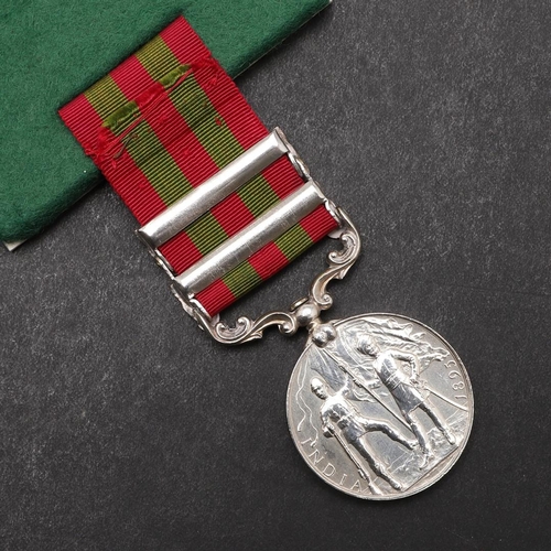 717 - A TWO CLASP INDIAN GENERAL SERVICE MEDAL 1895-1902 TO THE EAST KENT REGIMENT, THE BUFFS. A Queen Vic... 