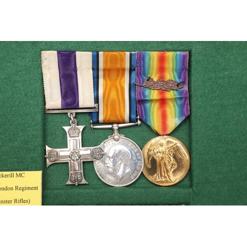 800 - A GREAT WAR MILITARY CROSS GROUP OF THREE TO THE QUEEN'S WESTMINSTER RIFLES. A group of three compri... 