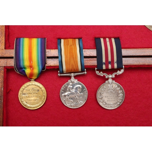 801 - A FIRST WORLD WAR MILITARY MEDAL CASUALTY GROUP OF THREE AND PLAQUE TO THE ESSEX REGIMENT. A Great W... 