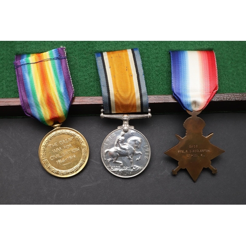 814 - A FIRST WORLD WAR CASUALTY TRIO TO THE CHESHIRE REGIMENT. A Trio comprising 1914-15 Star named to 21... 