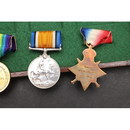 816 - A FIRST WORLD WAR CASUALTY TRIO TO THE RIFLE BRIGADE. A Great War Trio comprising 1914-15 Star named... 