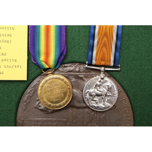 819 - TWO FIRST WORLD WAR CASUALTY PAIRS AND PLAQUES TO BROTHERS. A Great War pair comprising War and Vict... 