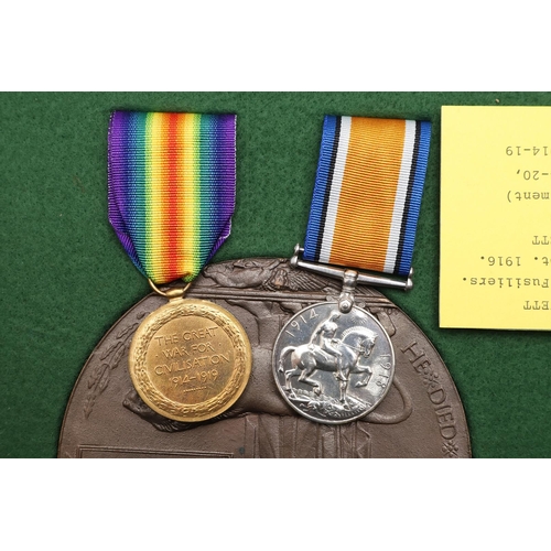 819 - TWO FIRST WORLD WAR CASUALTY PAIRS AND PLAQUES TO BROTHERS. A Great War pair comprising War and Vict... 