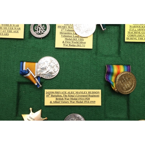 820 - A COLLECTION OF MEDALS TO THE HUDSON FAMILY INCLUDING A CASUALTY PAIR TO THE LIVERPOOL REGIMENT. AN ... 