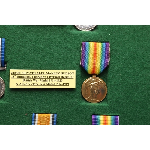 820 - A COLLECTION OF MEDALS TO THE HUDSON FAMILY INCLUDING A CASUALTY PAIR TO THE LIVERPOOL REGIMENT. AN ... 