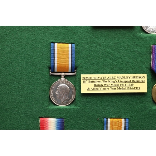 820 - A COLLECTION OF MEDALS TO THE HUDSON FAMILY INCLUDING A CASUALTY PAIR TO THE LIVERPOOL REGIMENT. AN ... 