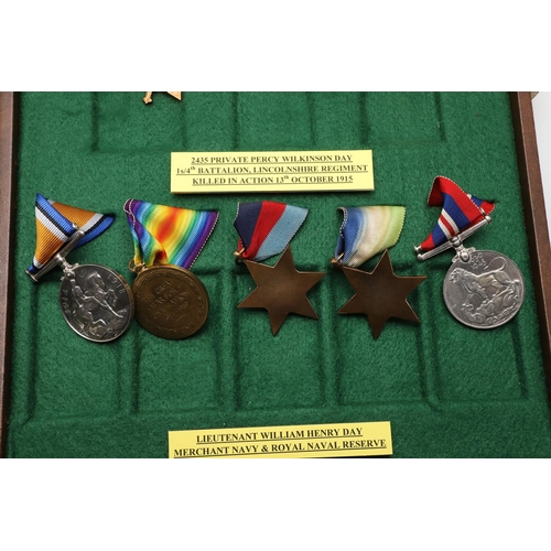 825 - A COLLECTION OF FIRST AND SECOND WORLD WAR MEDALS TO THE DAY FAMILY INCLUDING TWO CASUALTY GROUPS. T... 